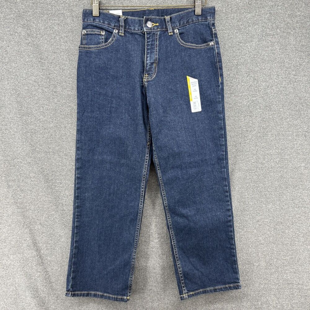 NWT Wonder Nation Boys 10 Husky Blue Jeans Adjustable Waist Dark Wash Stretch